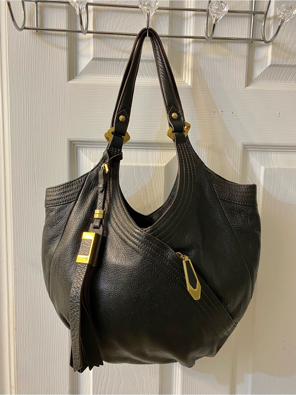 ORYANY Hobo black leather bag great condition clean interior large size bag.